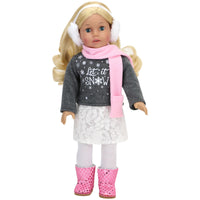 Let It Snow Sweater 6pc Outfit & Boots Fits 18" American Girl Doll Clothes0