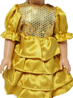 Gold Sequin Ruffle Dress Fits 14.5" Wellie Wisher American Girl Doll Clothing1