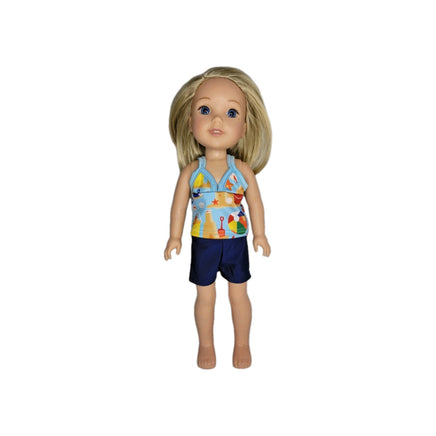 Beach Design Tankini Swimsuit Fit 14.5" Wellie Wisher American Girl Doll Clothes1