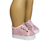 Pink Lace Sneakers Fits 18" American Girl Doll Clothes Shoes2