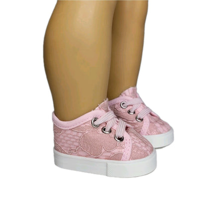 Pink Lace Sneakers Fits 18" American Girl Doll Clothes Shoes2