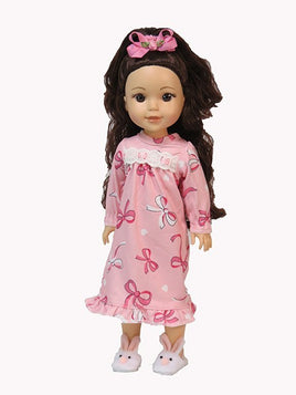 Pink Ribbon Nightgown Fits 14.5" Wellie Wisher American Girl Doll Clothing0