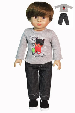 Small Packages Stocking Kitty Pant Set  Fits 18" American Boy Girl Doll Clothing0