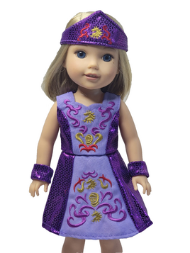 Purple Irish Dance Dress Fits 14.5" Wellie Wisher American Girl Doll Clothing0