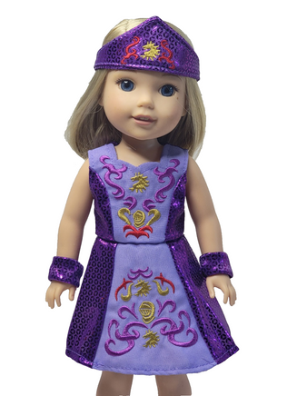 Purple Irish Dance Dress Fits 14.5" Wellie Wisher American Girl Doll Clothing0