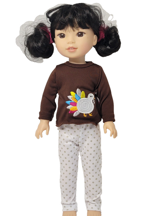 Polka Dot Turkey Pant Set Fits 14.5" Wellie Wisher American Girl Doll Clothing0