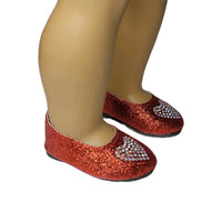 Red Glitter Rhinestone Heart Dress Shoes Fits 18" American Girl Doll Shoes1