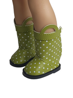 Green Polka Dot Rain Boots Fits 14.5" Wellie Wisher American Girl Doll Shoes0