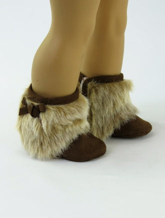 Brown Boots With Fur Fits 18" American Girl Doll Clothing Shoes0