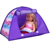 Purple Camping Tent & Sleeping Bag Fits 18" American Girl Doll Accessories Sets1