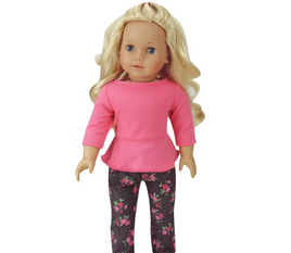 Pink Polka Dot Rose Pant Set Fits 18" American Girl Doll Clothes0