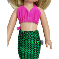 Mermaid 3pc Swimsuit Fits 14.5" Wellie Wisher American Girl Doll Clothing2