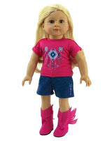 Hot Pink Tribal Print Short Set Fits 18" American Girl Doll Clothing0