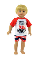 Little Dude Rash Guard Swimsuit Fits 18" American Boy Girl Doll Clothing0