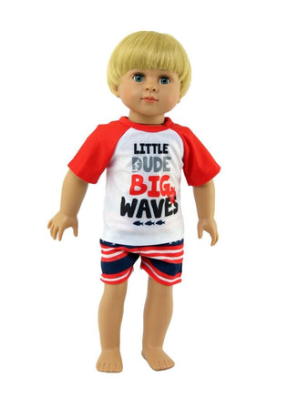 Little Dude Rash Guard Swimsuit Fits 18" American Boy Girl Doll Clothing0