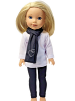 Black Heart Scarf Pant Set Fits 14.5" Wellie Wisher American Girl Doll Clothing0