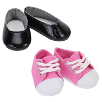Pink Sneakers & Black Flats Fits 14.5" Wellie Wisher American Girl Doll Shoes0