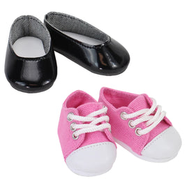 Pink Sneakers & Black Flats Fits 14.5" Wellie Wisher American Girl Doll Shoes0