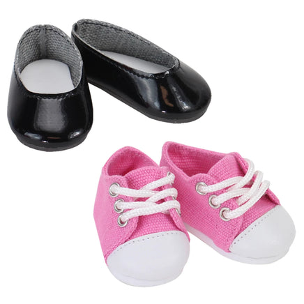Pink Sneakers & Black Flats Fits 14.5" Wellie Wisher American Girl Doll Shoes0