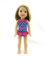 Pink and Blue Anchor Swimsuit Fits 14.5" Wellie Wisher American Girl Doll0