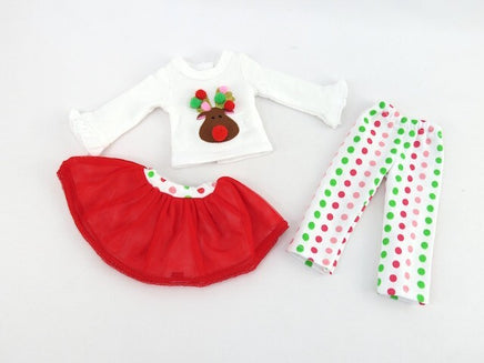 Reindeer Polka Dot 3pc Outfit Fits 14.5" Wellie Wisher American Girl Clothing 1