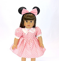 Pink Polka Dot Dress Mouse Ear Headband Fits 18" American Girl Doll Clothing0