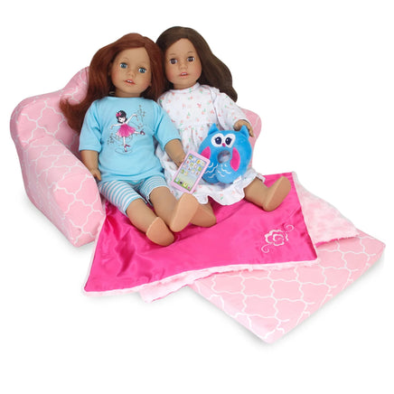 Pink Moroccan Print Sofa Bed Fits 18" American Girl Doll Furniture Accessories2