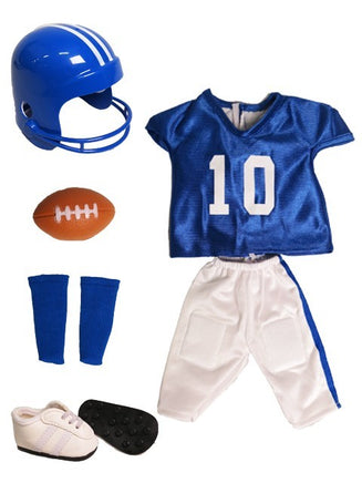 Blue Football Uniform Helmet Shoes Fits 18" American Boy Girl Doll Clothing1