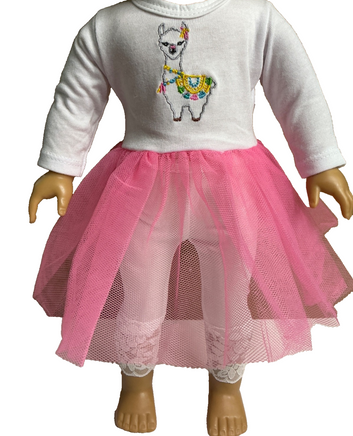 Llama Tutu Top And Lace Leggings Fits 18" American Girl Doll Clothing1