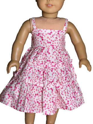 Pink Flower Maxi Dress Fits 18" American Girl Doll Clothing1