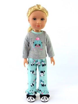 Winter Panda Pajama Pant Set Fits 14.5" Wellie Wisher American Girl Doll Clothes0