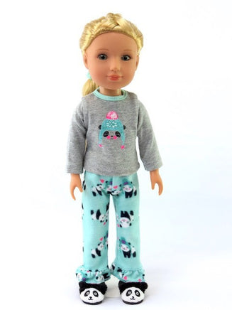 Winter Panda Pajama Pant Set Fits 14.5" Wellie Wisher American Girl Doll Clothes0