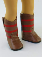 Brown American Flag Cowboy Boots Fits 18" American Girl Doll Clothing Shoes1