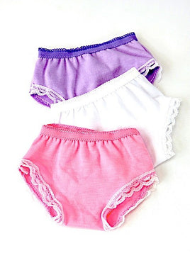 Lace Trim Underwear 3 pack Pink White Purple Fits 18" American Girl Doll Clothes0