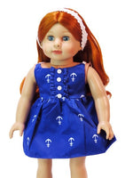 Blue  And White Anchor Dress Fits 18" American Girl Doll Clothing0