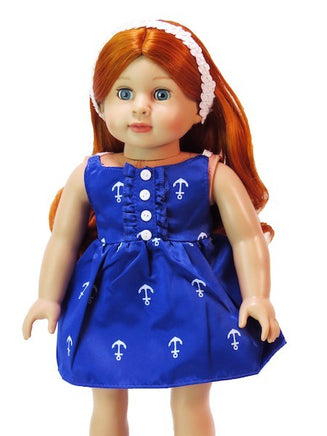 Blue  And White Anchor Dress Fits 18" American Girl Doll Clothing0
