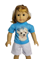 Maltese Dog Short Set Fits 18" American Girl Doll Clothing1