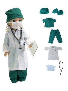 Green Doctor Outfit Costume Fits 14.5 Wellie Wisher American Girl Doll Clothing0