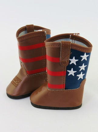 Brown American Flag Cowboy Boots Fits 18" American Girl Doll Clothing Shoes0