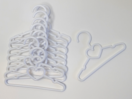 White Heart Hangers 10 Pack Fits 14.5" Wellie Wisher American Girl Doll l0