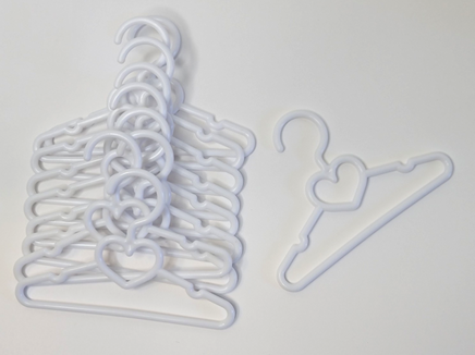 White Heart Hangers 10 Pack Fits 14.5" Wellie Wisher American Girl Doll l0