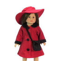 Maroon And Black Dress Coat Hat Purse Fits 18" American Girl Doll Clothing0
