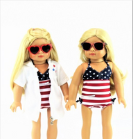 American Flag Bathing Suit And Cover Fits 18" American Girl Doll Clothing0