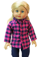 Navy And Pink Checkered Pant Set Fits 18" American Girl Doll Clothing0