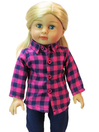 Navy And Pink Checkered Pant Set Fits 18" American Girl Doll Clothing0
