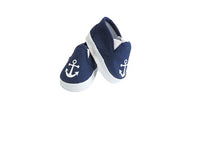 Navy Anchor Canvas Slip On Shoes Fits 18" American Girl Doll Clothing Shoes0