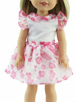 Pink Hearts Organza Dress Fits 14.5" Wellie Wisher American Girl Doll Clothing1