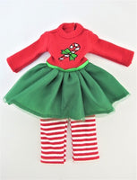 Candy Cane Tutu Dress Pant Set Fits 14.5" Wellie Wisher American Girl Clothing2