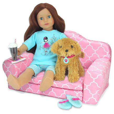 Pink Moroccan Print Sofa Bed Fits 18" American Girl Doll Furniture Accessories0