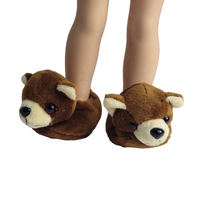 Teddy Bear Slippers Fits 14.5" Wellie Wisher American Girl Doll Shoes1